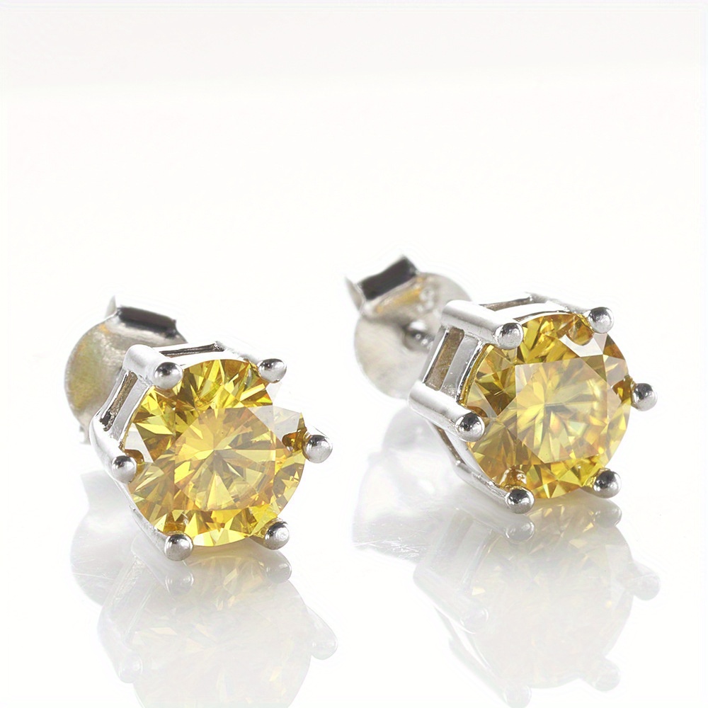 Women's Sparkling Lemon Yellow Synthetic Moissanite Earrings